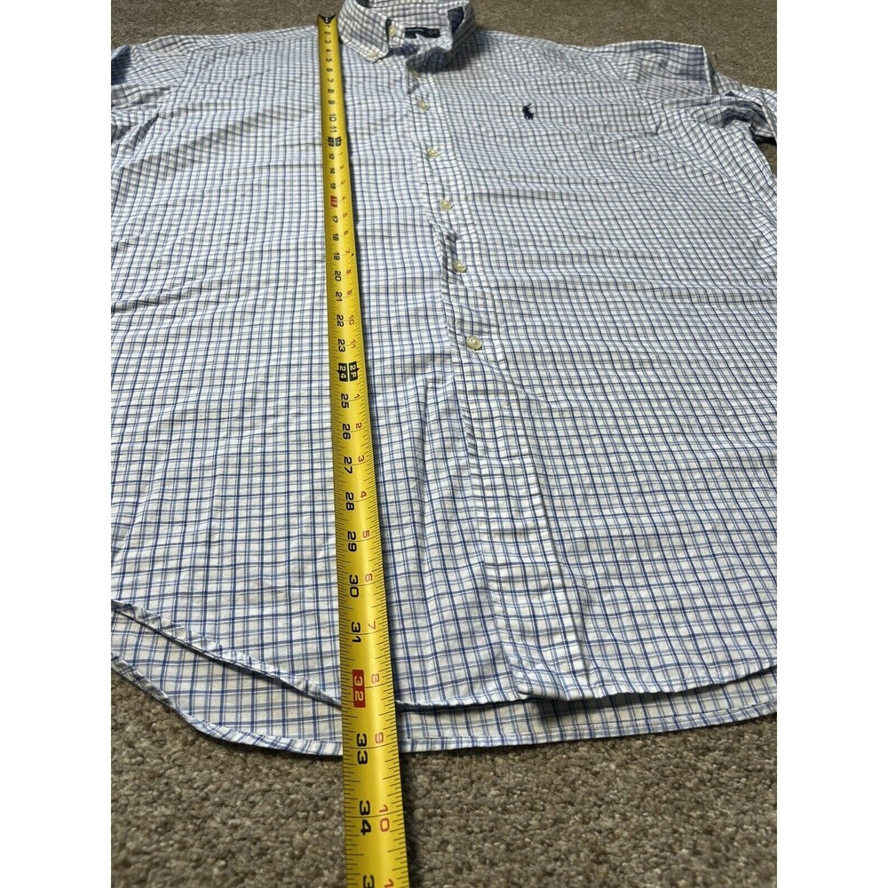 Polo Ralph Lauren Men's Button Up Shirt Yarmouth 16 32/33 Blue Plaid Long Sleeve - Picture 5 of 6